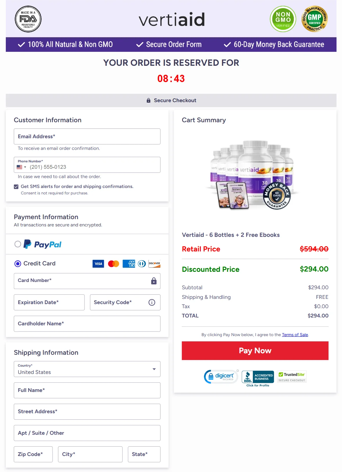 VertiAid order page 3
